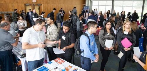 School of business students at a job fair